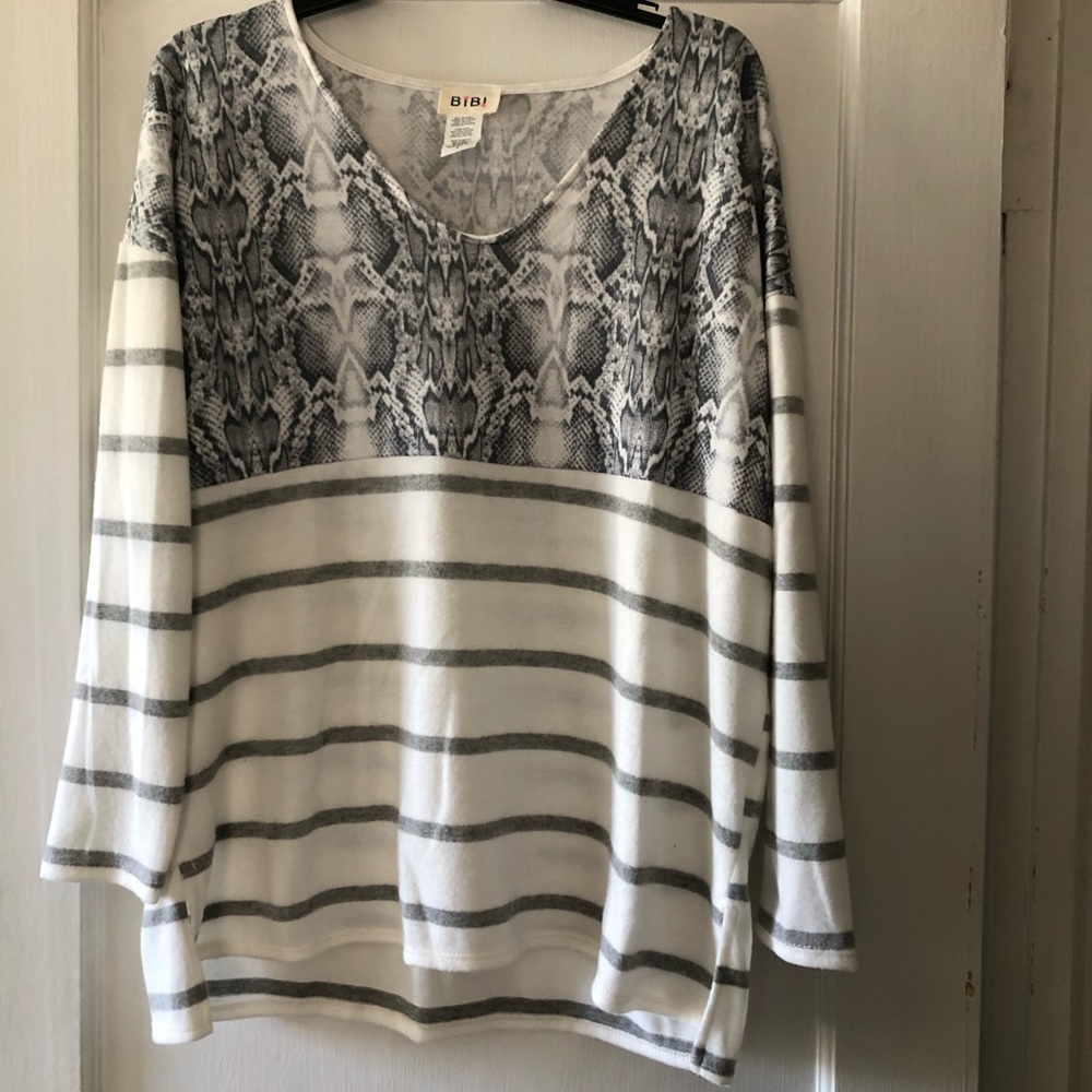 NWOT Snakeskin and Striped Boutique Top